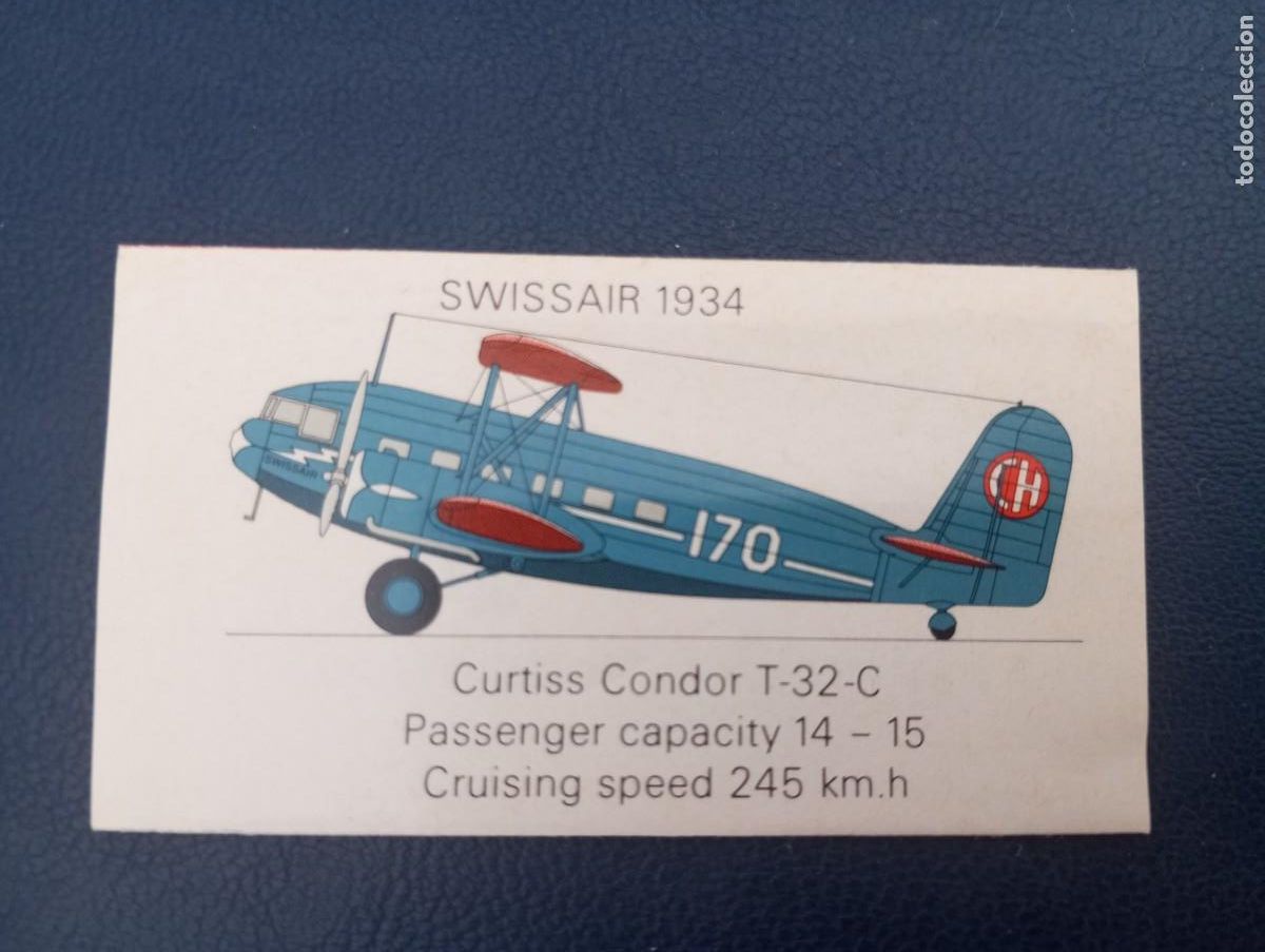 Coleccionismo Cromos antiguos: ENVUELTA DE CHOCALATINA, CORREO AEREO SUIZO. CURTISS CONDOR 1934