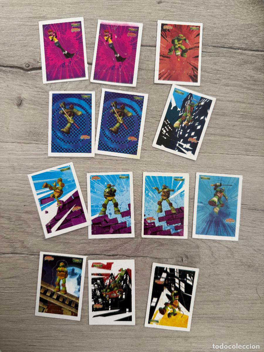 Coleccionismo Cromos antiguos: 13 cromo troquelados Tortugas Ninja de Gusanitos Risi