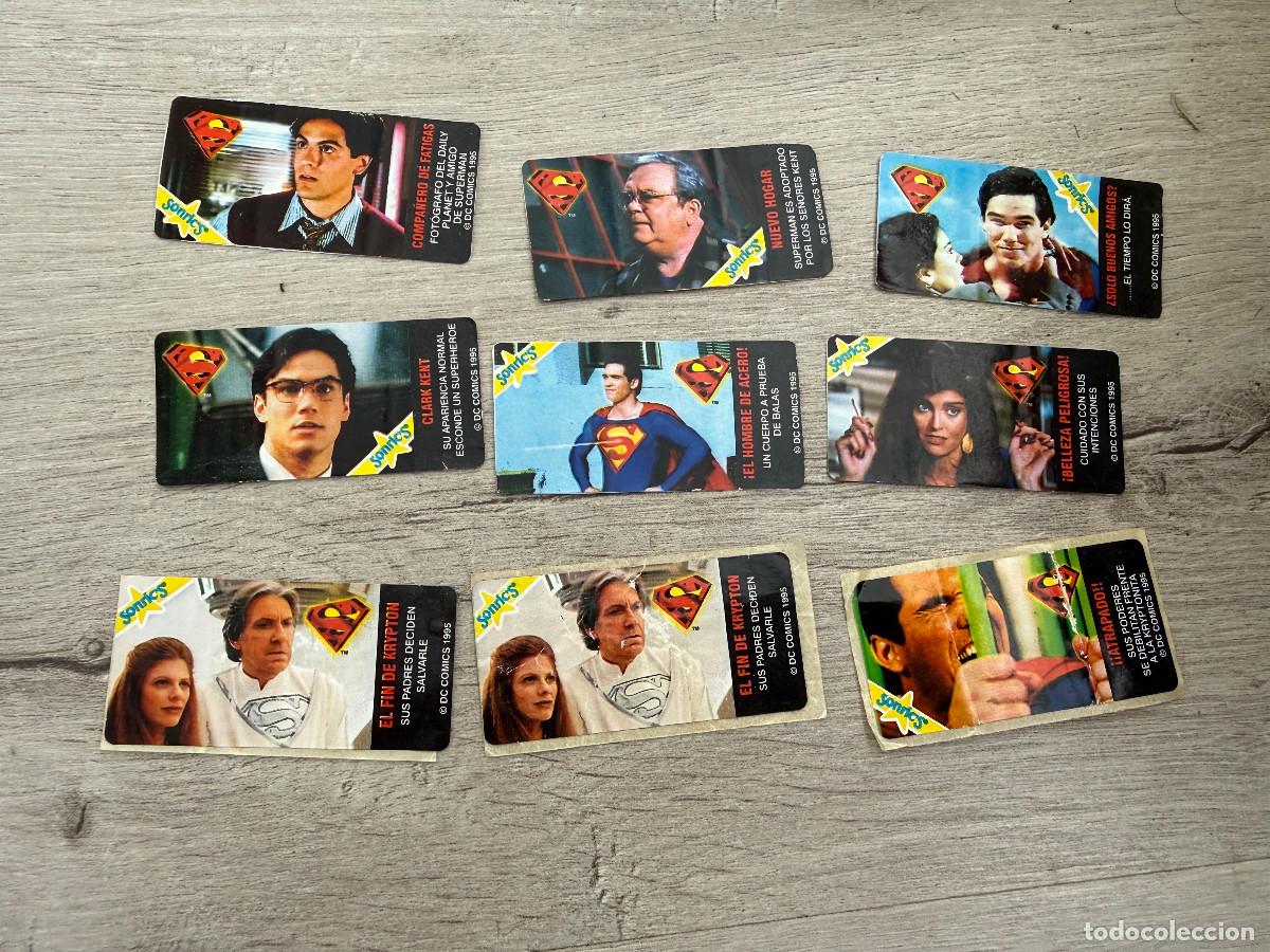 Coleccionismo Cromos antiguos: 9 cromos chicle Sonric&acute;s de Superman