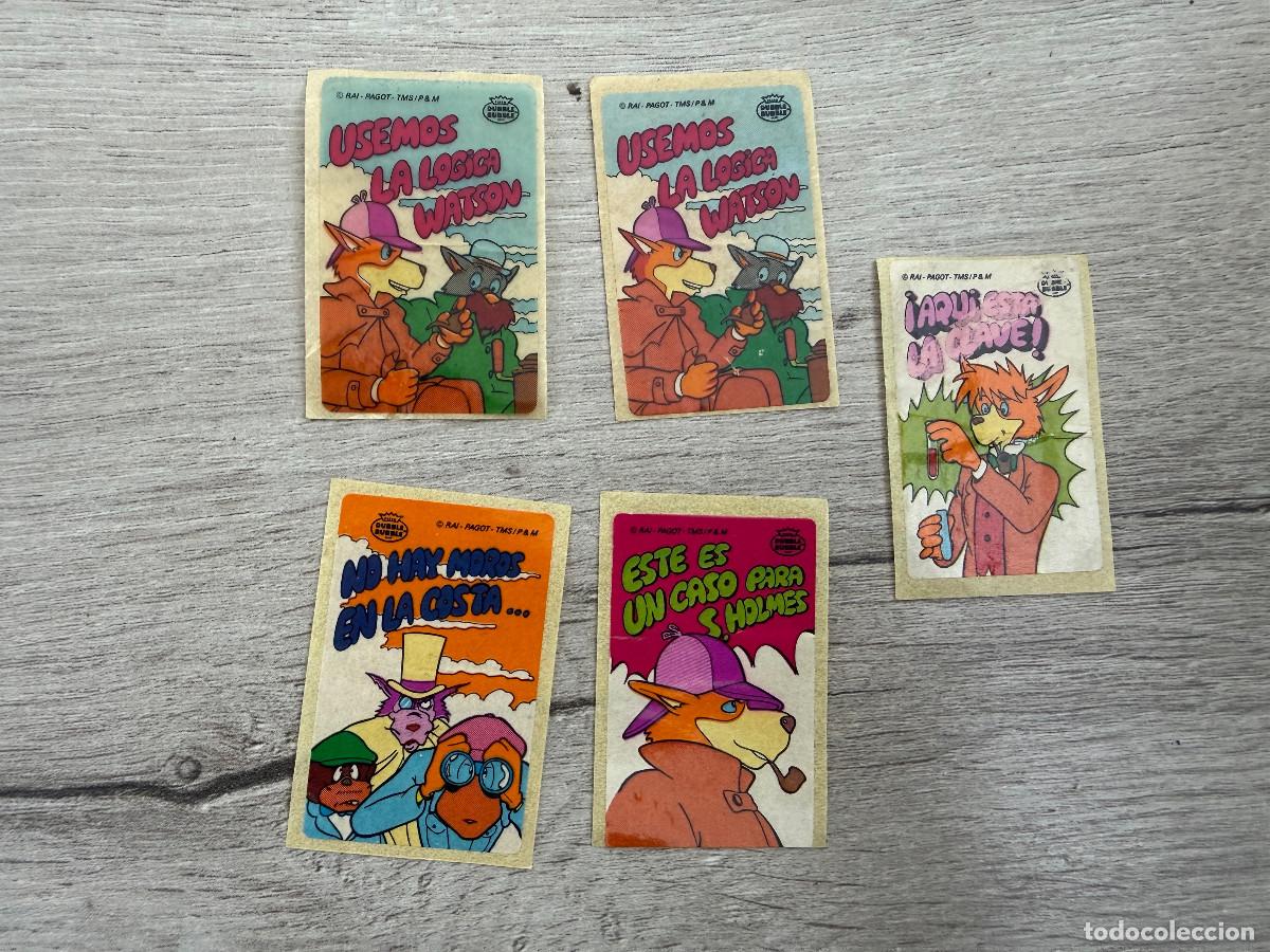 Coleccionismo Cromos antiguos: 5 pegatinas chicles Sherlock Holmes General de Confiter&iacute;a