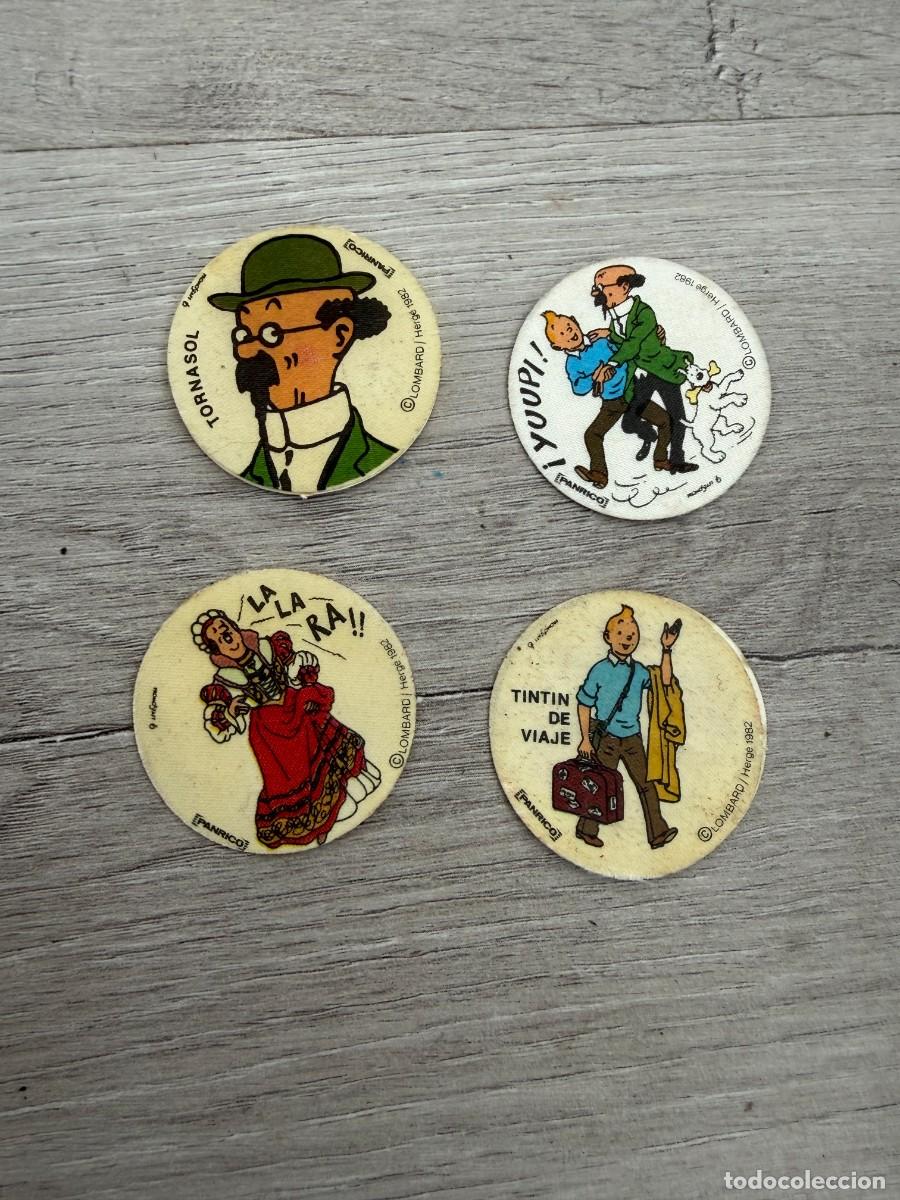 Coleccionismo Cromos antiguos: 4 cromos redondos de Tint&iacute;n de Panrico