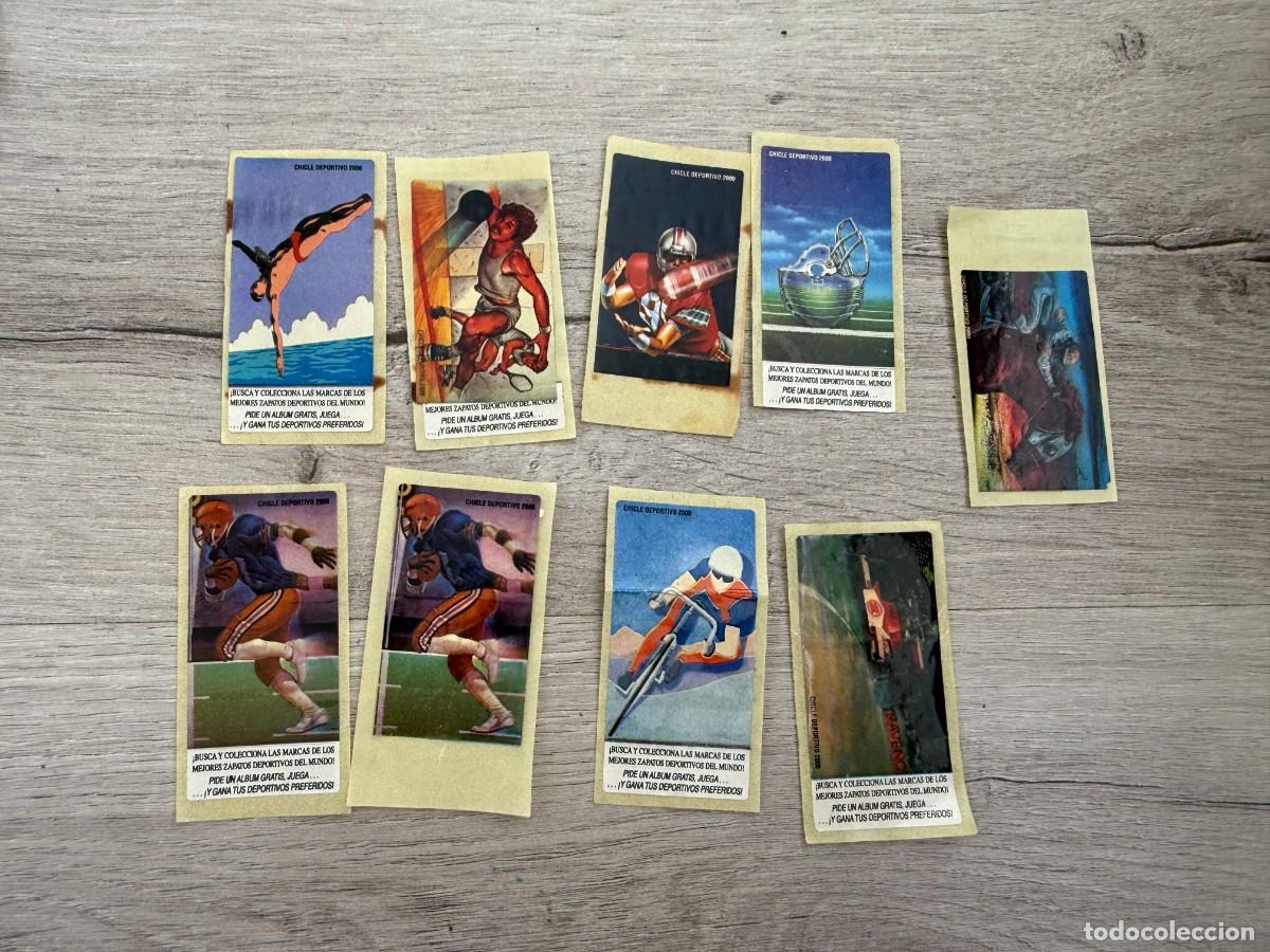 Coleccionismo Cromos antiguos: 9 pegatinas chicle Deportivo 2000 gana unas zapatillas