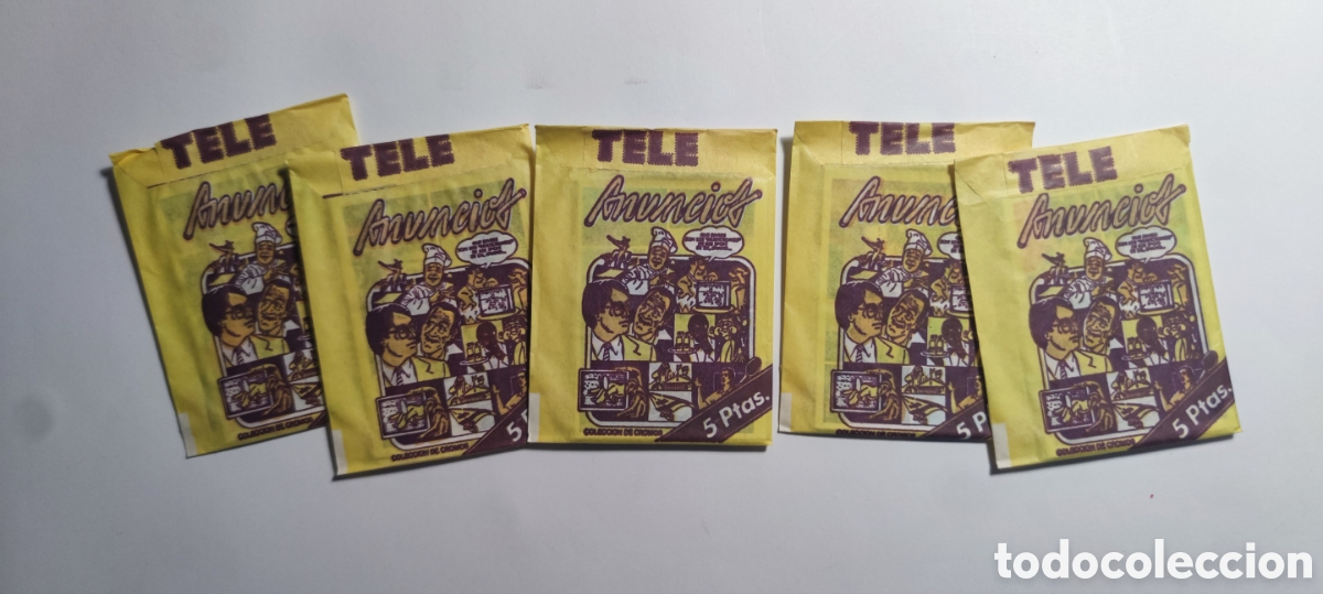 Coleccionismo Cromos antiguos: 5 sobres sin abrir &rdquo;Tele anuncios&rdquo; ediciones Este 1984