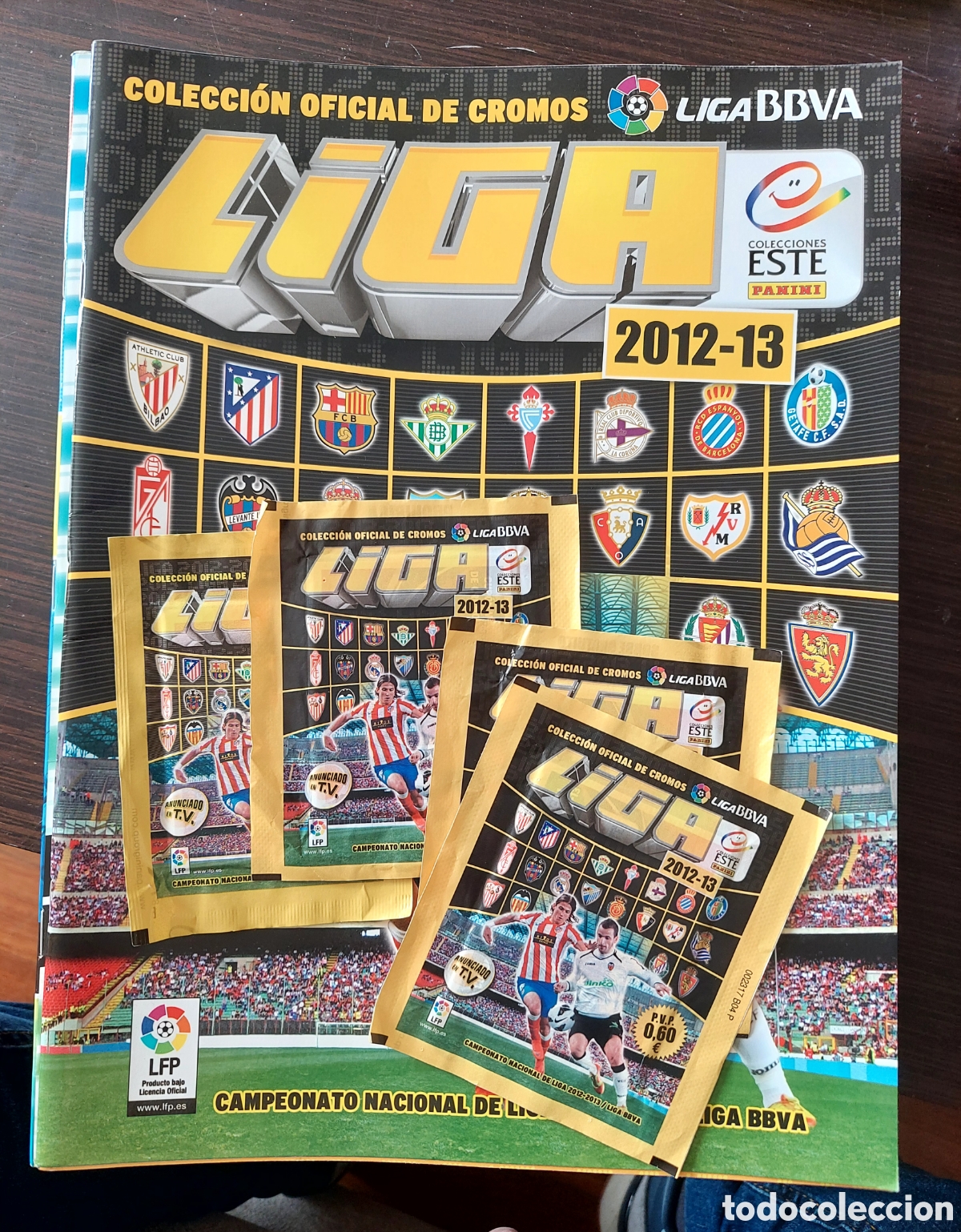 Colecionismo Cromos antigos: Album plancha Liga Este temporada 2012-13 m&aacute;s 4 sobres sin abrir