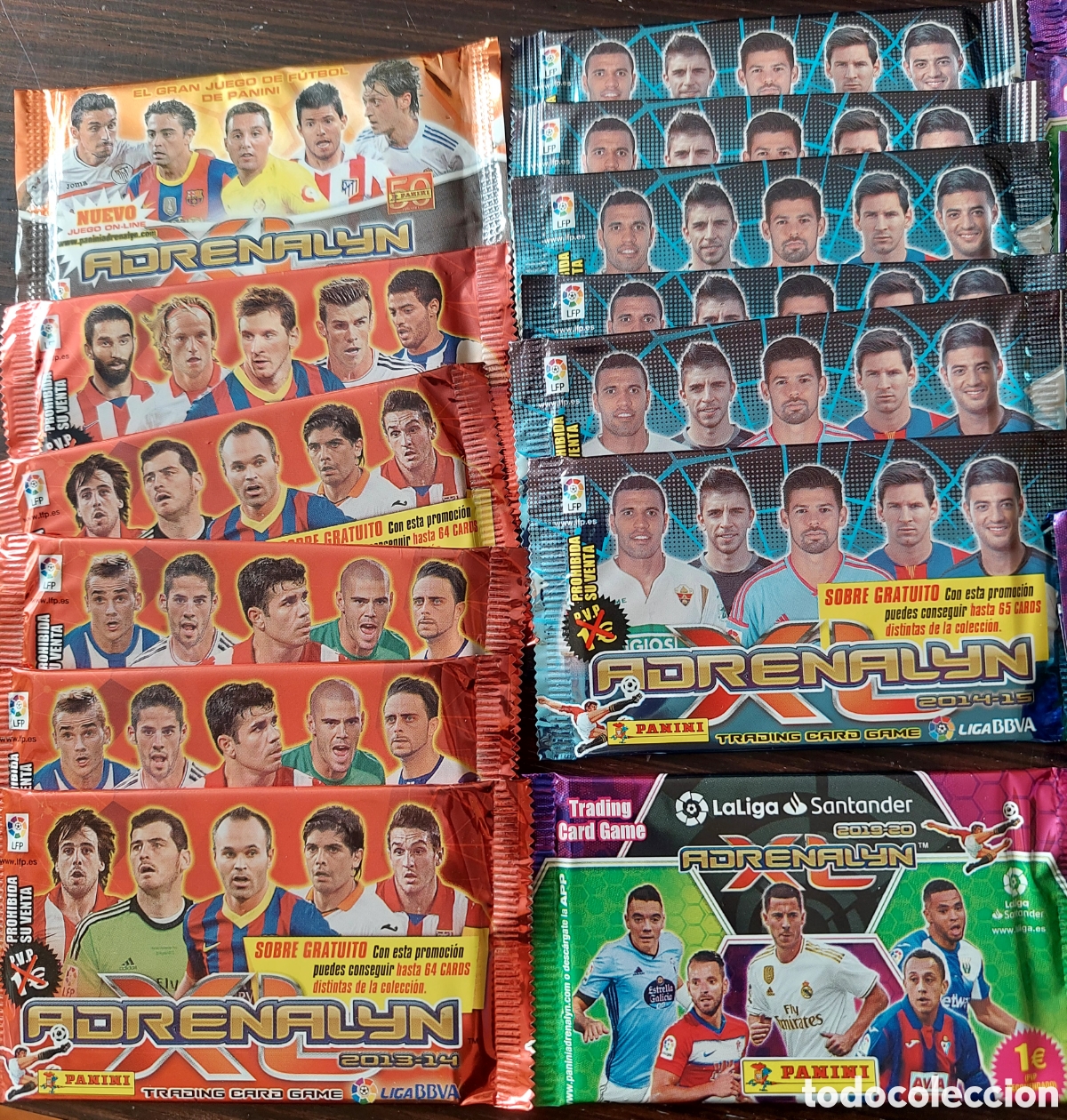 Coleccionismo Cromos antiguos: 42 paquetes sin abrir cromos Adrenalyn de diferentes temporadas