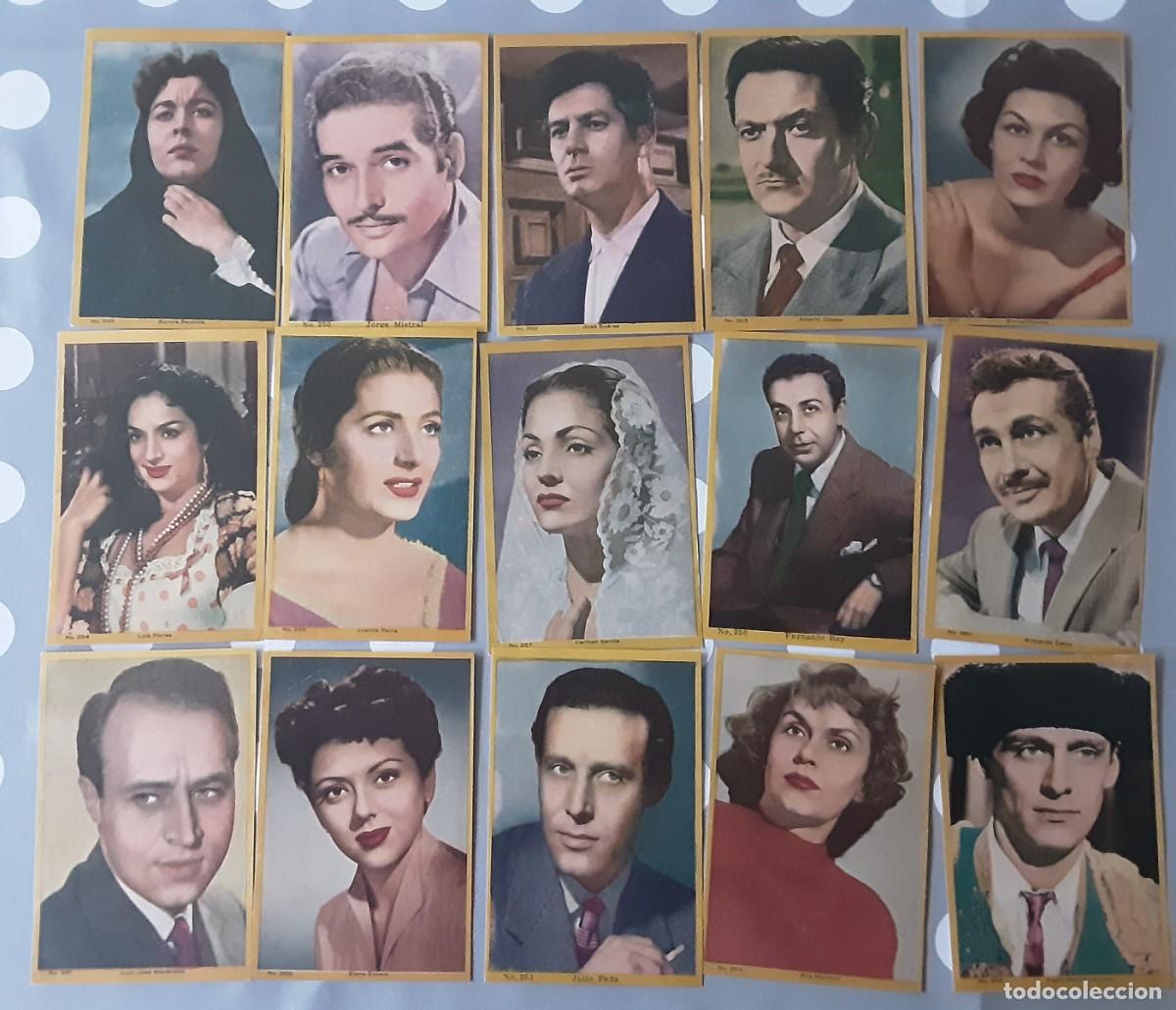Coleccionismo Cromos antiguos: LOTE 21 CROMOS MEXICANOS DE ARTISTAS DEL CINE ESPA&Ntilde;OL A&Ntilde;OS 50, LOLA FLORES, CARMEN SEVILLA.