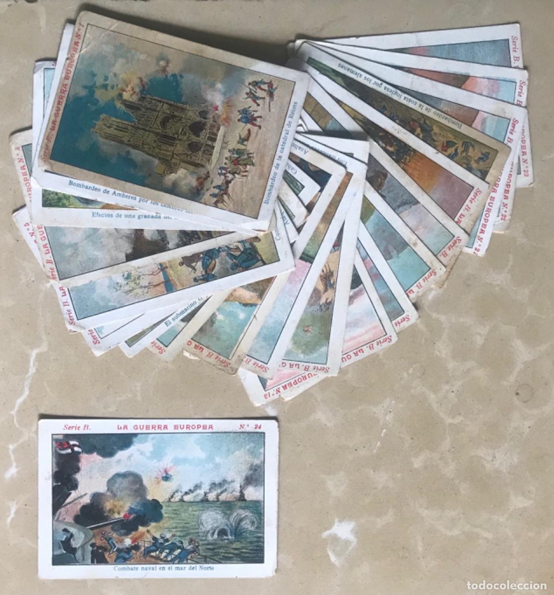 Coleccionismo Cromos antiguos: 21 CROMOS - LA GUERRA EUROPEA - Serie B - CHOCOLATE JUNCOSA, BARCELONA - Leer descripci&oacute;n