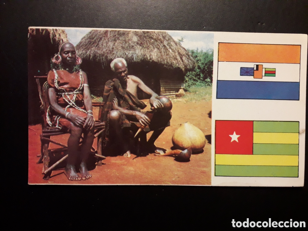 Coleccionismo Cromos antiguos: FAMILIA KIKUYU, &Aacute;FRICA EL MUNDO CONTINENTES, BANDERAS N&deg; 20 LECHE RAM SIN PEGAR, PEDIDO M&Iacute;NIMO 3&euro;