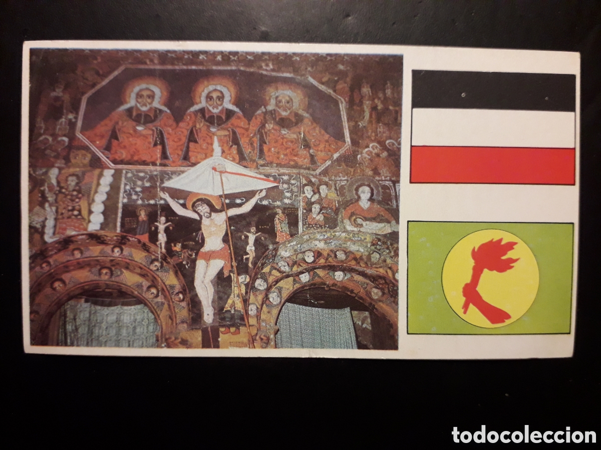 Coleccionismo Cromos antiguos: IGLESIA, ETIOP&Iacute;A &Aacute;FRICA EL MUNDO CONTINENTES, BANDERAS N&deg; 62 LECHE RAM ARRUGAS, PEDIDO M&Iacute;NIMO 3&euro;