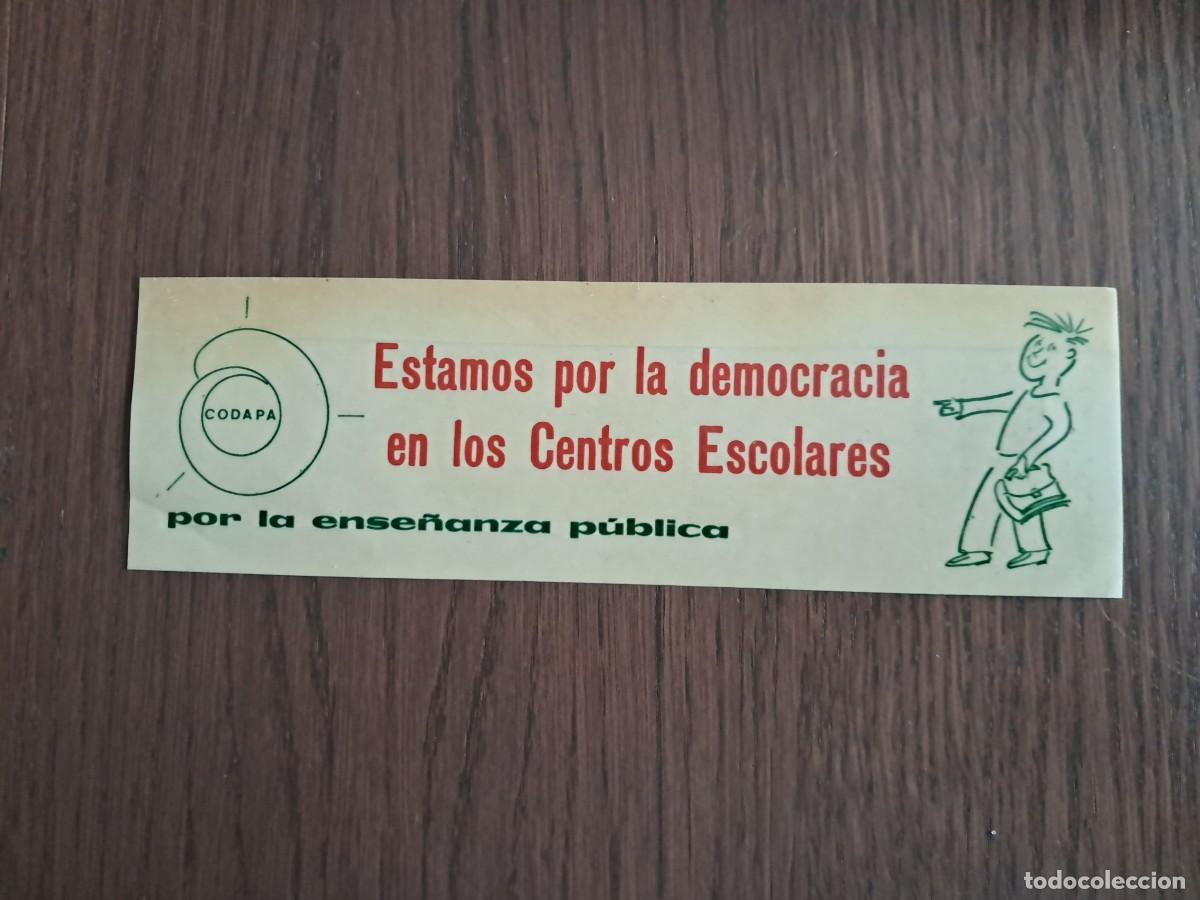 Coleccionismo Cromos antiguos: peque&ntilde;a, asociaci&oacute;n Copada, por la ense&ntilde;anza p&uacute;blica. estamos por la democracia de los centros.
