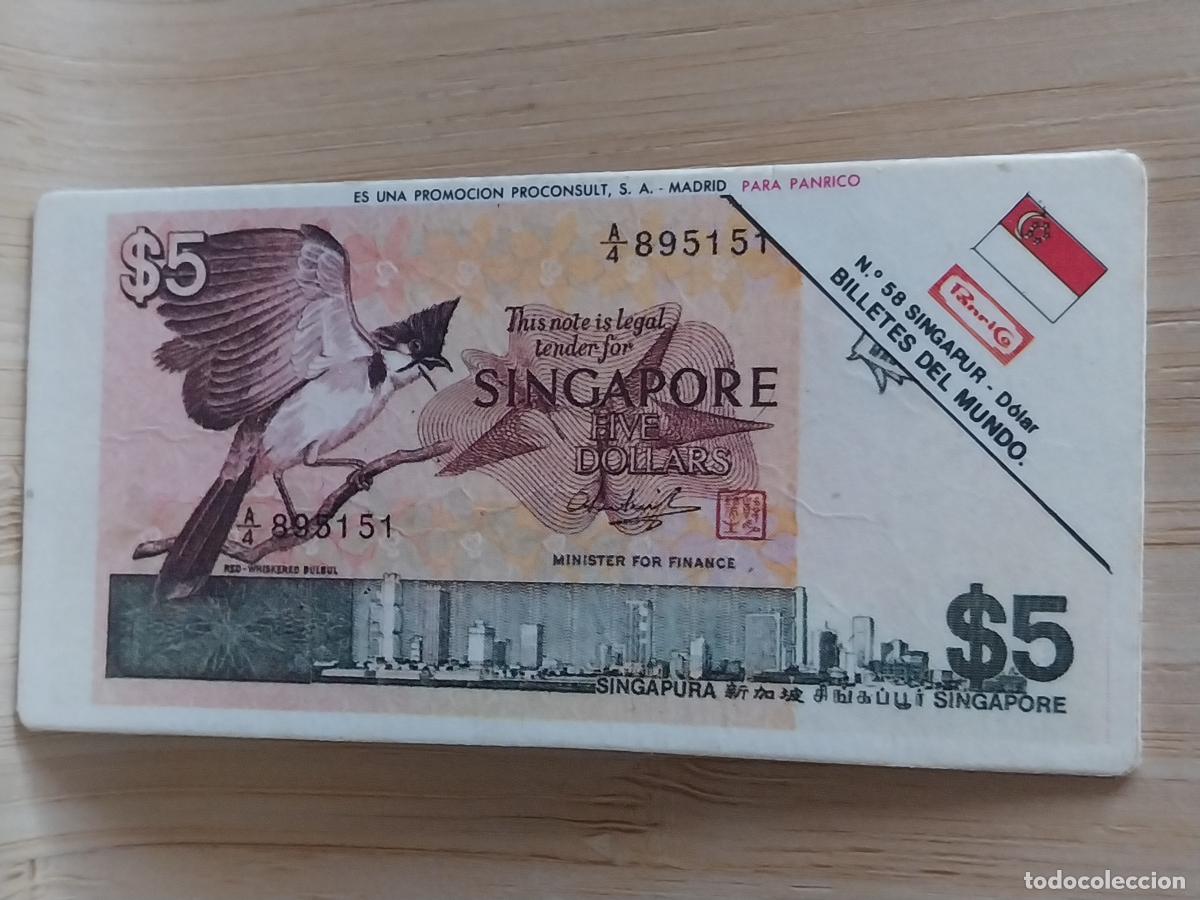 Coleccionismo Cromos antiguos: PANRICO SINGAPUR 5 DOLAR BILLETES DEL MUNDO CROMO 58ORIGINAL A&Ntilde;OS 70