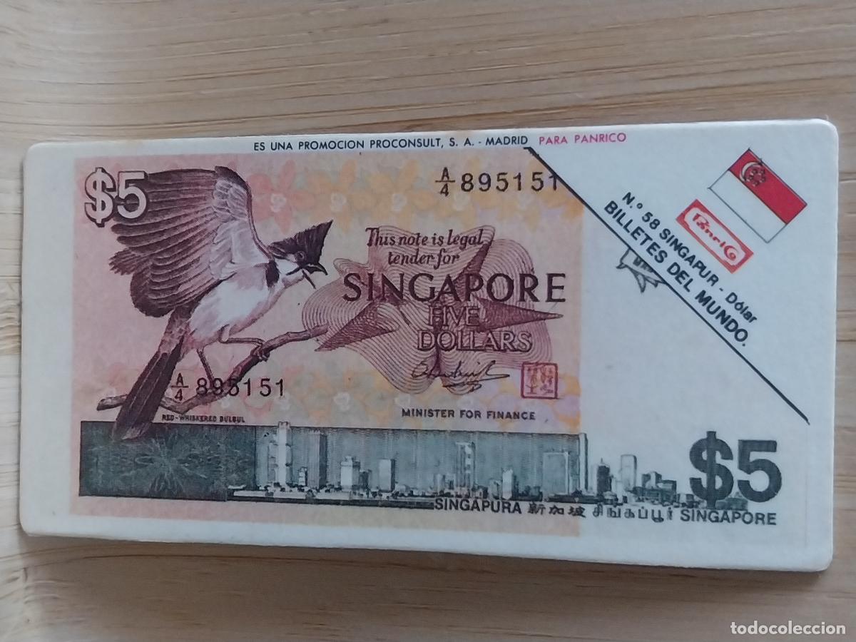 Coleccionismo Cromos antiguos: PANRICO SINGAPUR 5 DOLAR BILLETES DEL MUNDO CROMO 58 ORIGINAL A&Ntilde;OS 70 *
