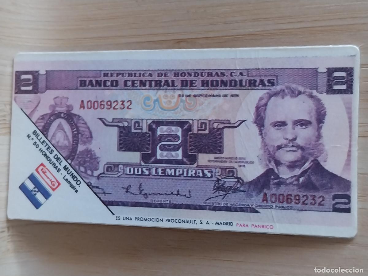 Coleccionismo Cromos antiguos: PANRICO HONDURAS 2 LEMPIRAS BILLETES DEL MUNDO CROMO 50 ORIGINAL A&Ntilde;OS 70