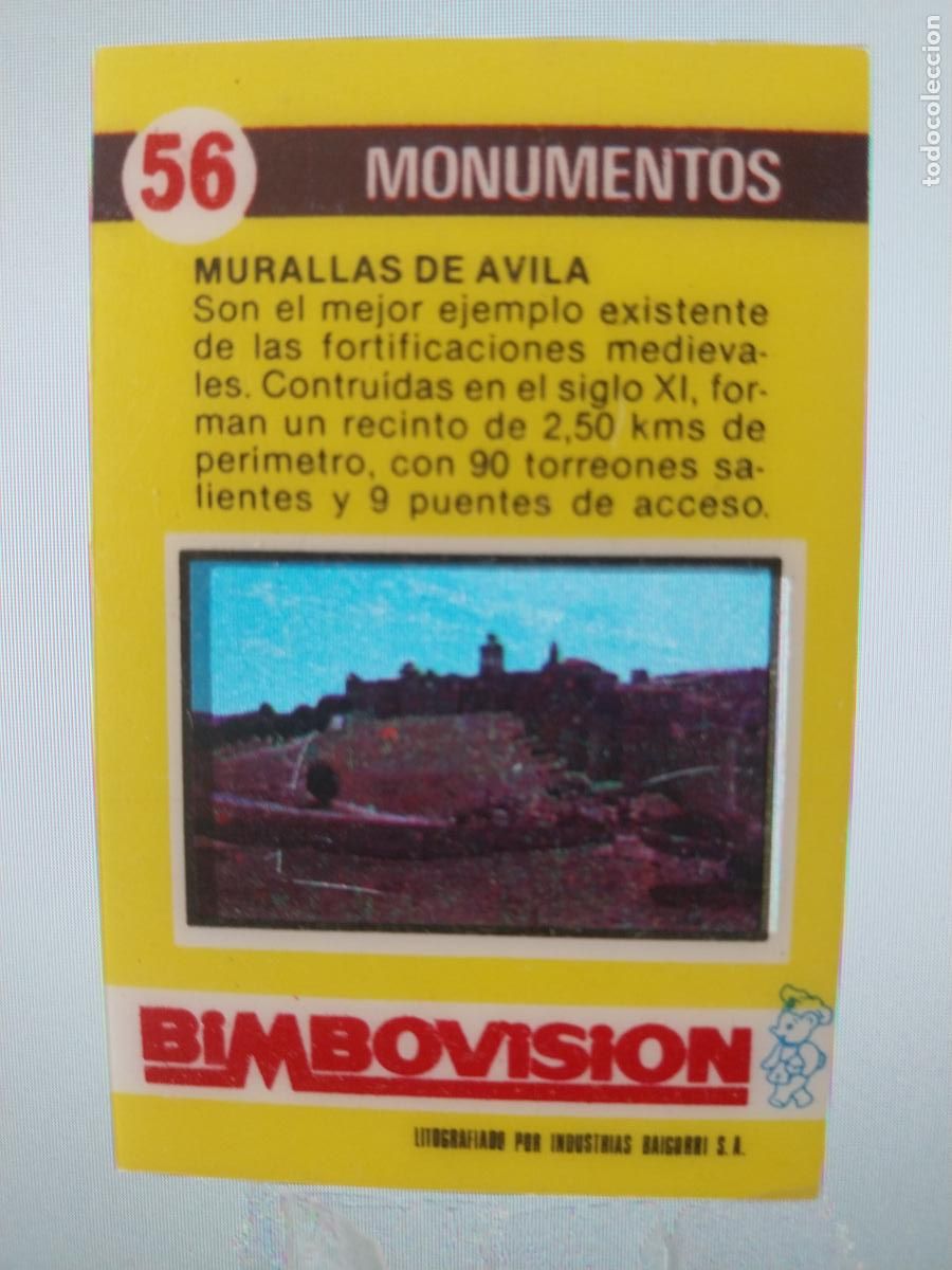 Coleccionismo Cromos antiguos: BIMBO BIMBOVISION MURALLAS DE AVILA CROMO 56 A&Ntilde;OS 70 ORIGINAL MONUMENTOS