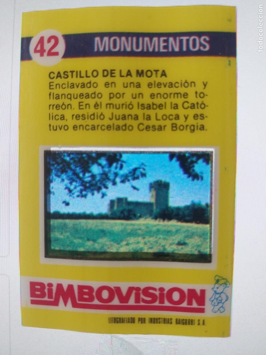 Coleccionismo Cromos antiguos: BIMBO BIMBOVISION CASTILLO DE LA MOTA CROMO 42 A&Ntilde;OS 70 ORIGINAL MONUMENTOS