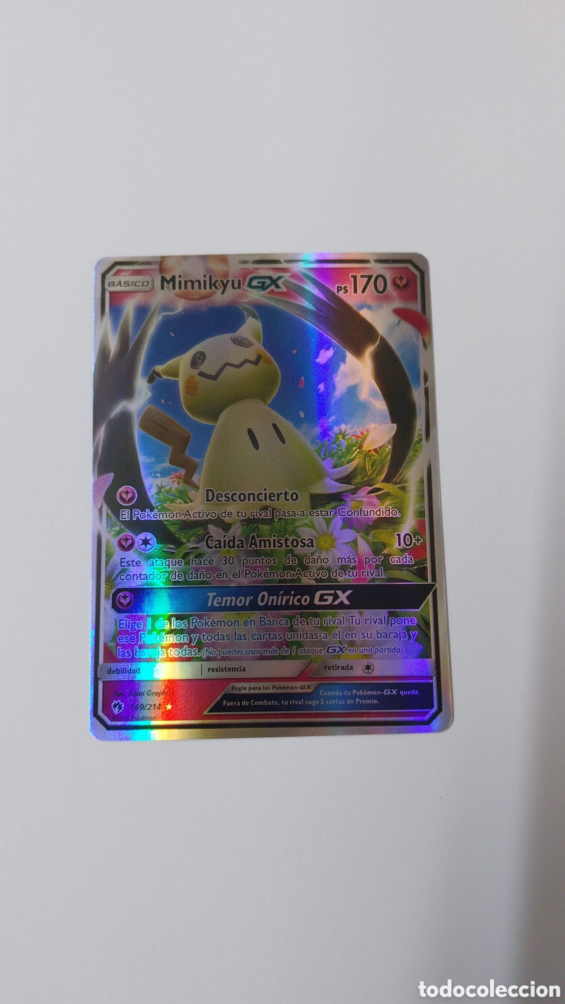 Coleccionismo Cromos antiguos: Mimikyu gx 149/214 colecci&oacute;n sol y luna truenos perdidos