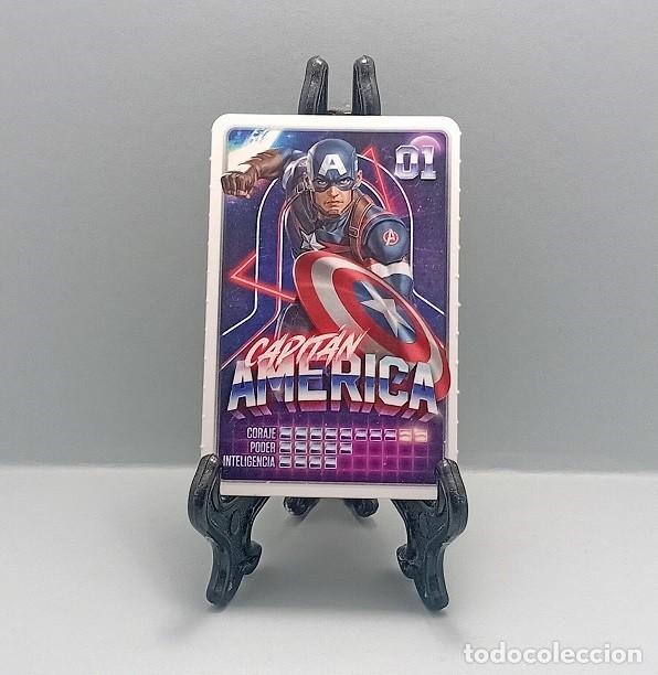 Coleccionismo Cromos antiguos: N&ordm; 1 CAPIT&Aacute;N AMERICA DESCUBRE TU PODER! MARVEL CROMO CARTA CARD CARREFOUR 2022 SUPER H&Eacute;ROES C&Oacute;MIC