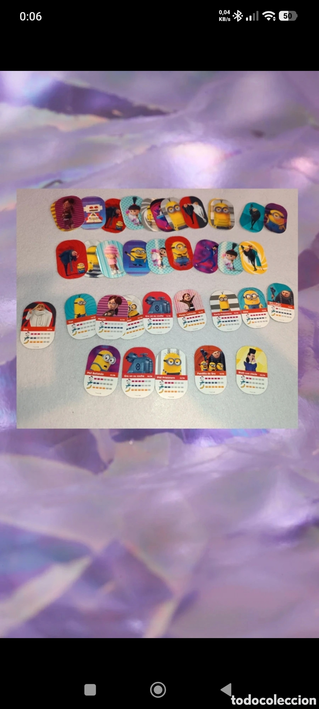 Coleccionismo Cromos antiguos: Set 36 fichas hologr&aacute;ficas Minion, Guru Mi Villano Favorito