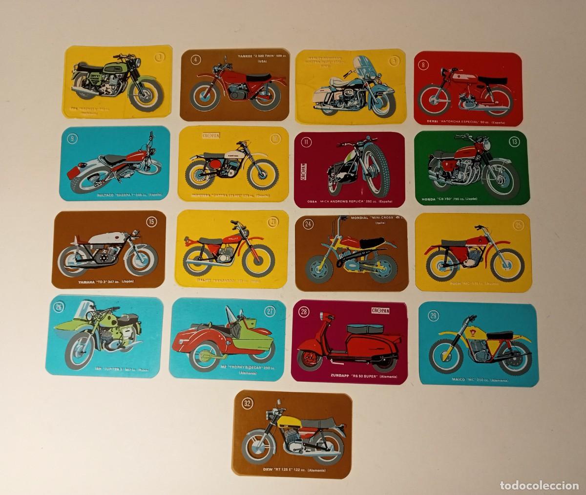 Coleccionismo Cromos antiguos: 17 CROMOS MOTOS CROPAN DE PL&Aacute;STICO