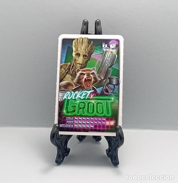 Coleccionismo Cromos antiguos: N&ordm; 45 ROCKET y GROOT DESCUBRE TU PODER! MARVEL CROMO CARTA CARD CARREFOUR 2022 SUPER H&Eacute;ROES C&Oacute;MIC