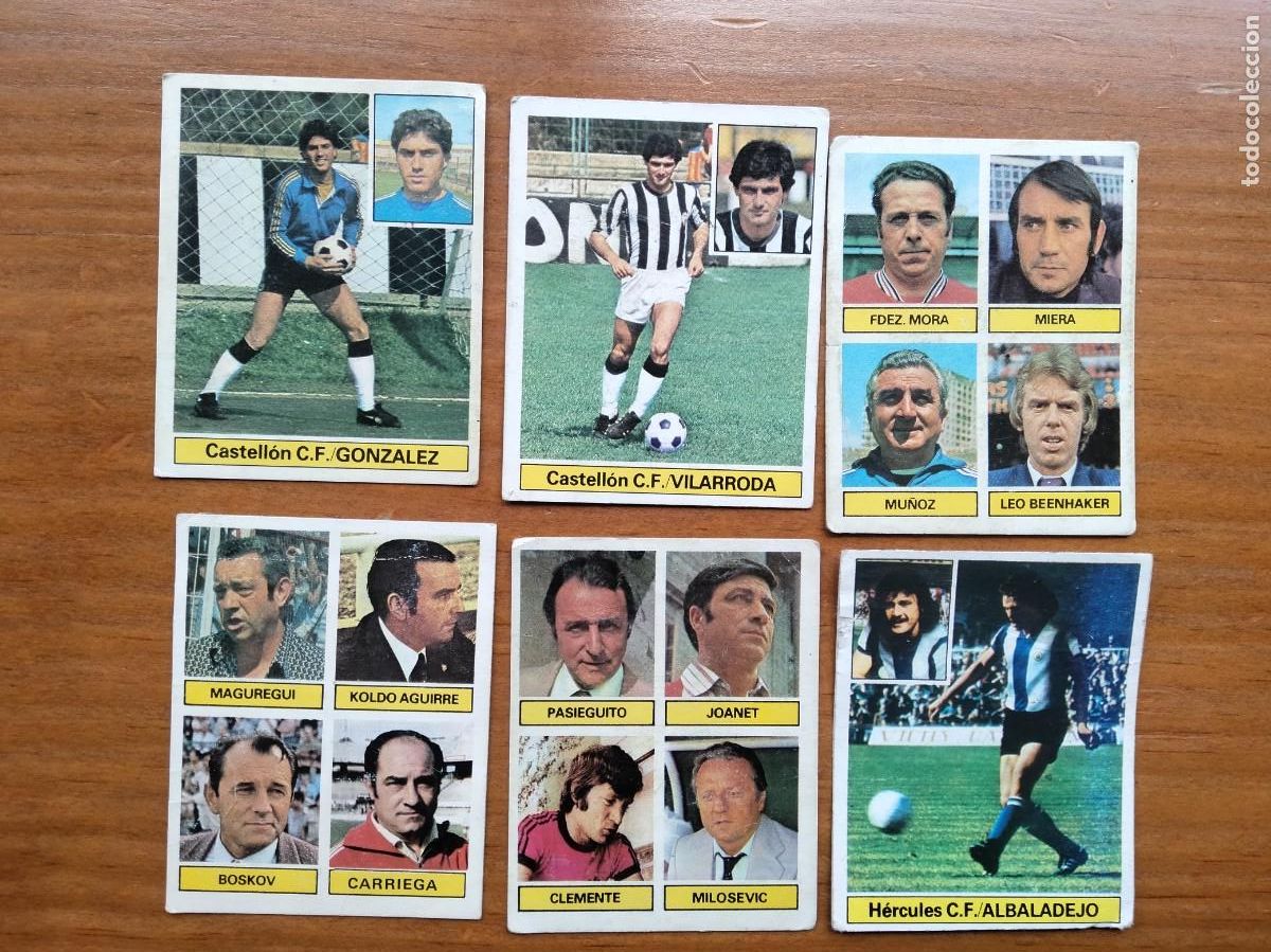 Collectable Antique Stickers: Lote 5 cromos Castell&oacute;n entrenador + regalo copia Albaladejo versi&oacute;n dif&iacute;cil &aacute;lbum liga Este 81 82