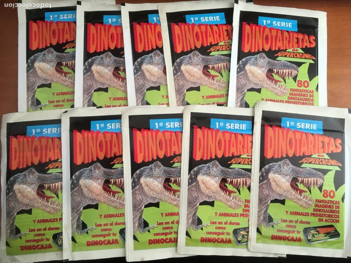 Coleccionismo Cromos antiguos: dinotarjetas lote 10 sobres de cromos sin abrir