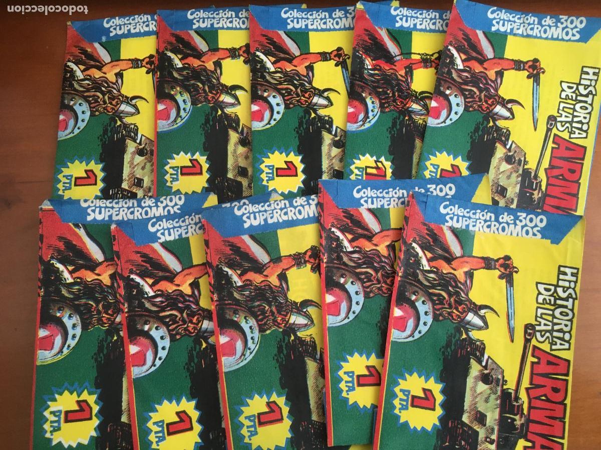 Coleccionismo Cromos antiguos: historia de las armas ediciones este lote 10 sobres de cromos sin abrir cerrados