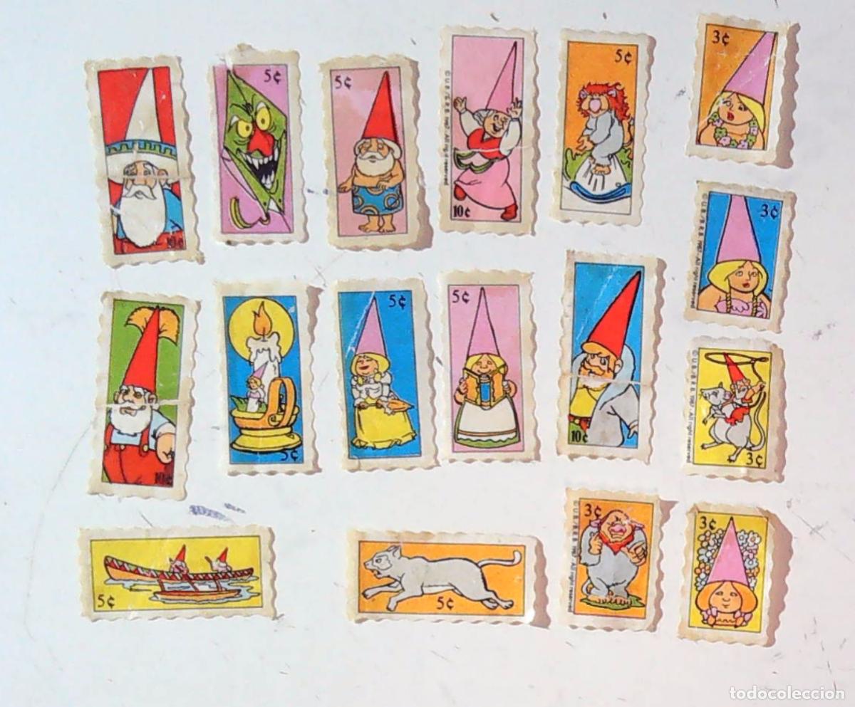 Coleccionismo Cromos antiguos: 17 CROMOS LA LLAMADA DE LOS GNOMOS CHCICLE CHICLES