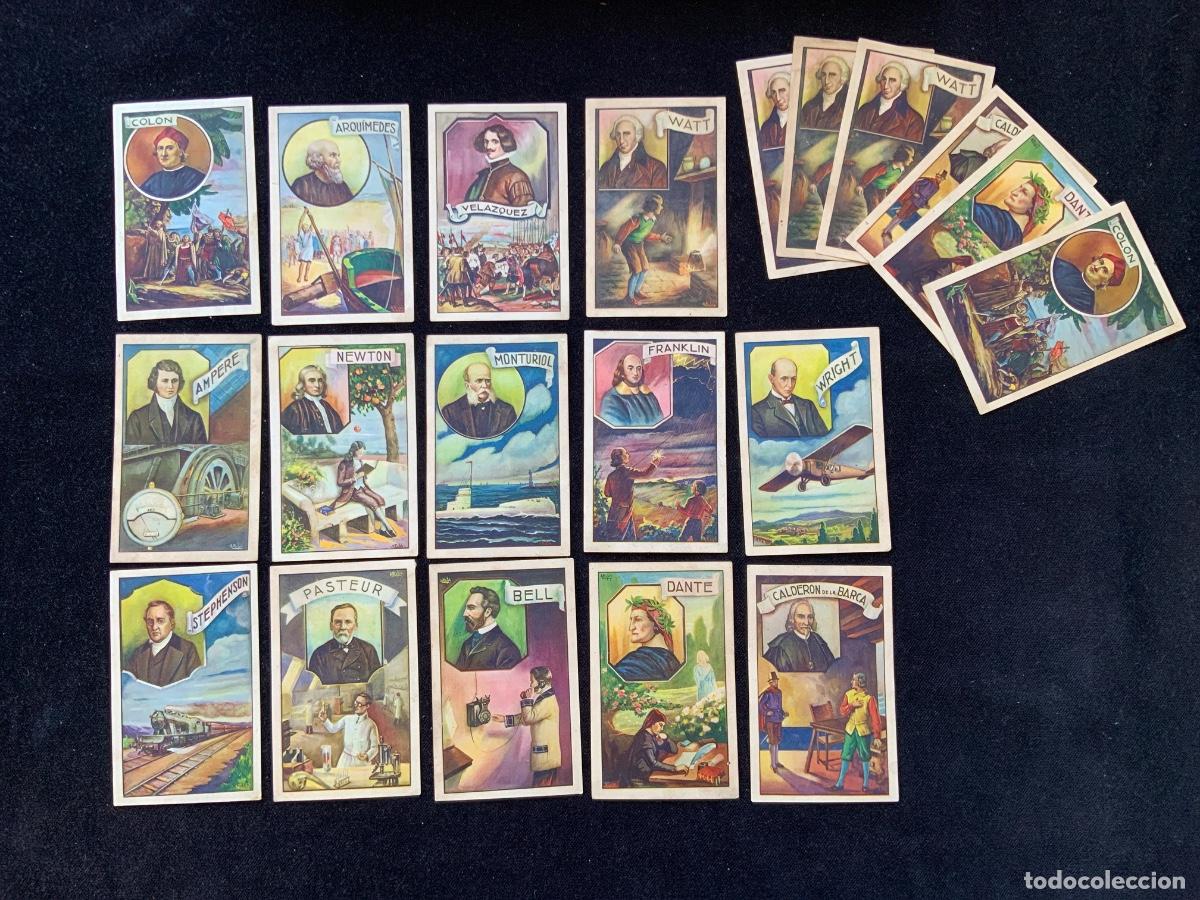 Coleccionismo Cromos antiguos: Lote de 20 cromos personajes eminentes chocolates pe&ntilde;agolosa, 14 diferentes+6 repes, usados.