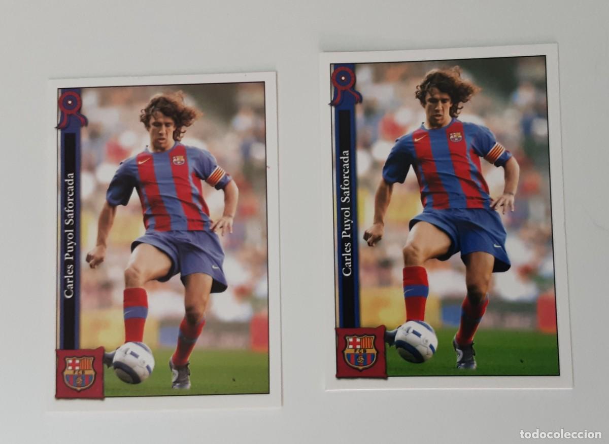Coleccionismo Cromos antiguos: Mundicromo las fichas de la liga 05 06 puyol Barcelona error y corregido
