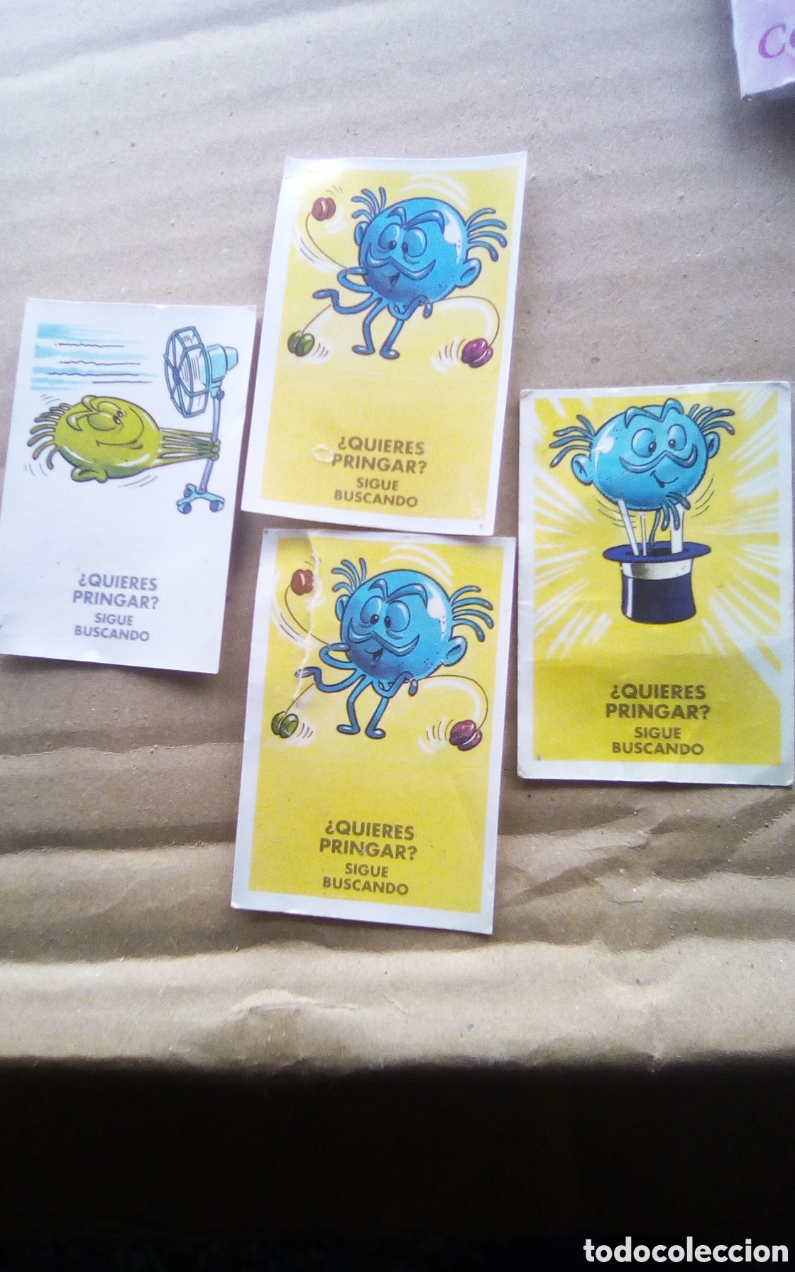 Coleccionismo Cromos antiguos: 4 Cromos Quieres pringar?. 1994. BimboCao, Bony, Tigreton, Mi Merienda. Uno est&aacute; roto.