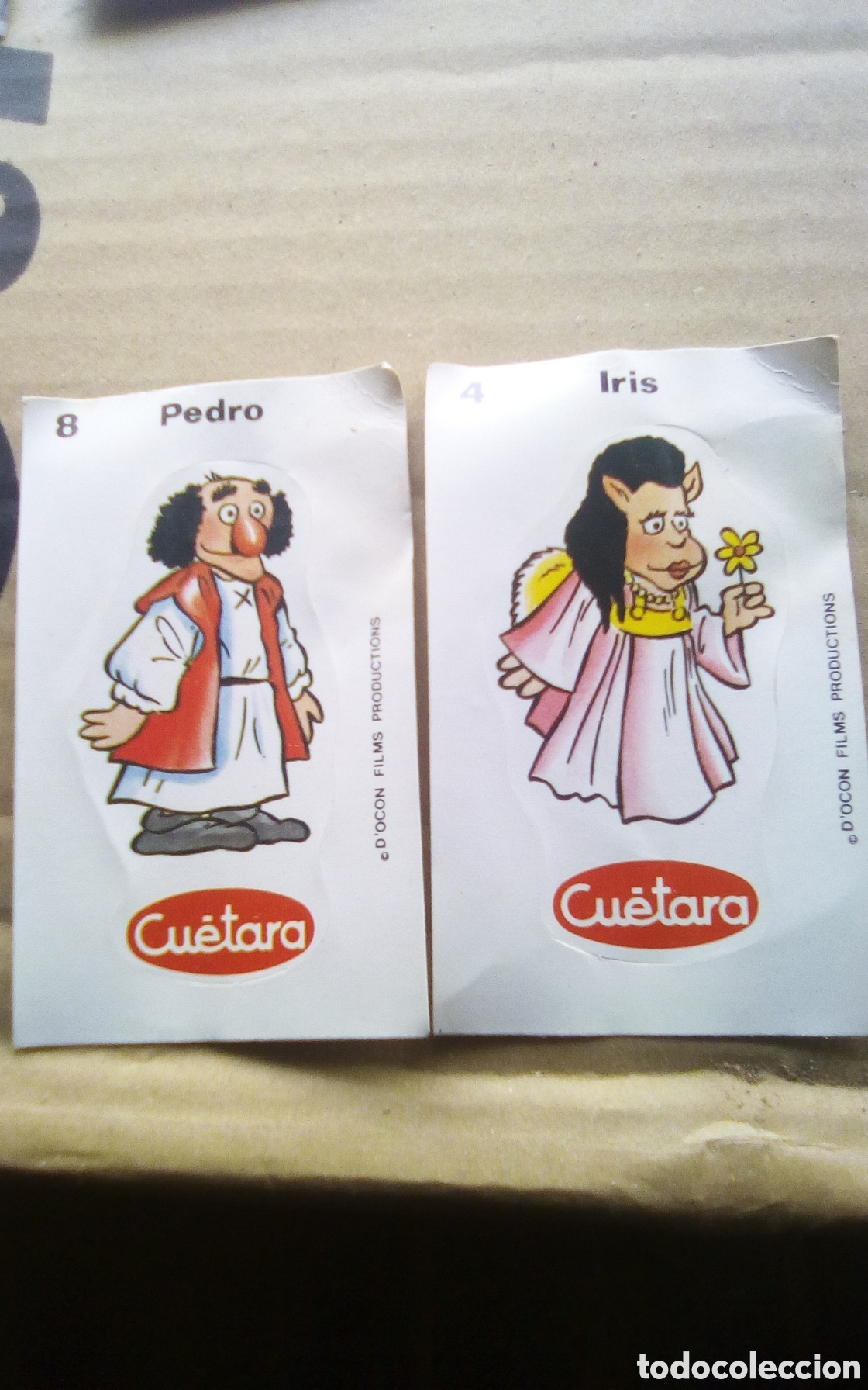 Collectionnisme Cartes &agrave; collectionner anciennes: 2 Cromos adhesivos troquelados. Los Aurones, 4 y 8. Promoci&oacute;n galletas Cuetara. &copy; D'Ocon Films Produ