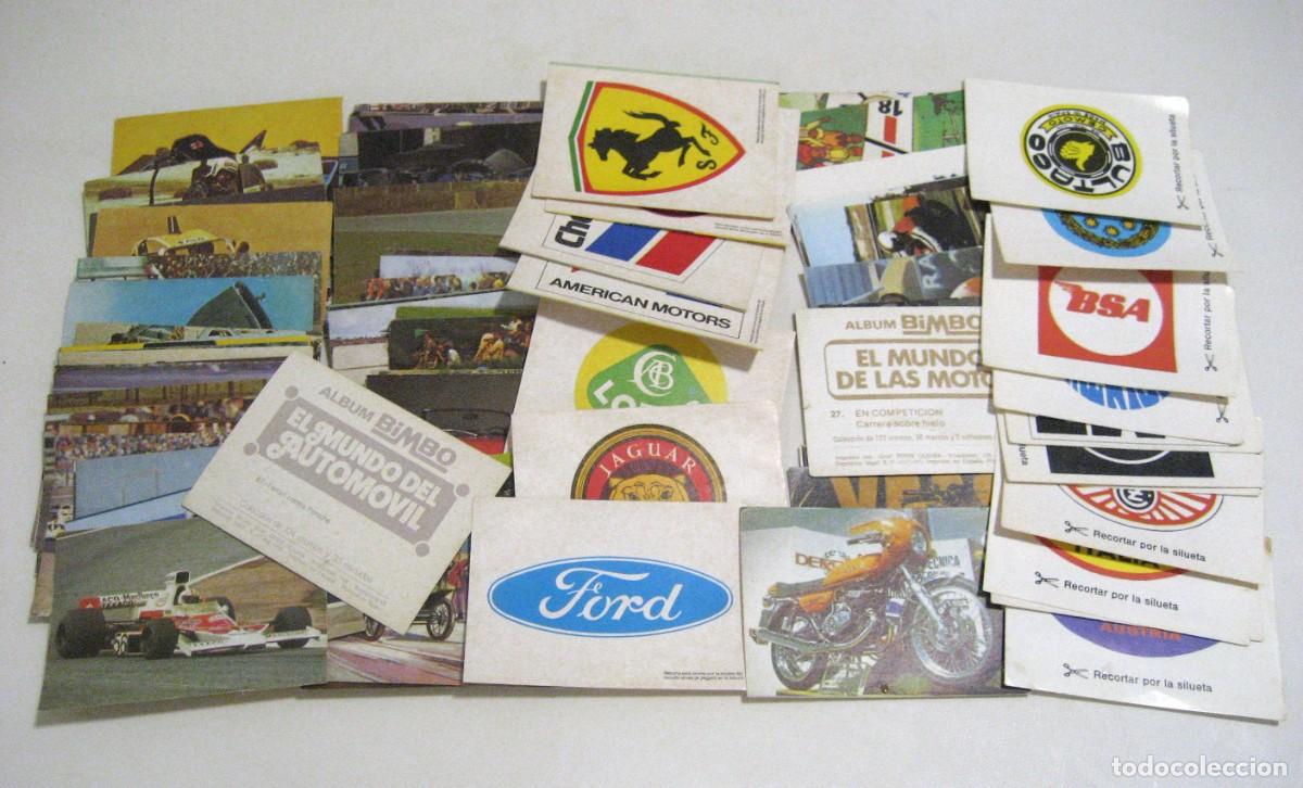 Coleccionismo Cromos antiguos: LOTE DE 87 CROMOS EL MUNDO DEL AUTOM&Oacute;VIL, MUNDO DE LAS MOTOS. BIMBO, 1975-77.
