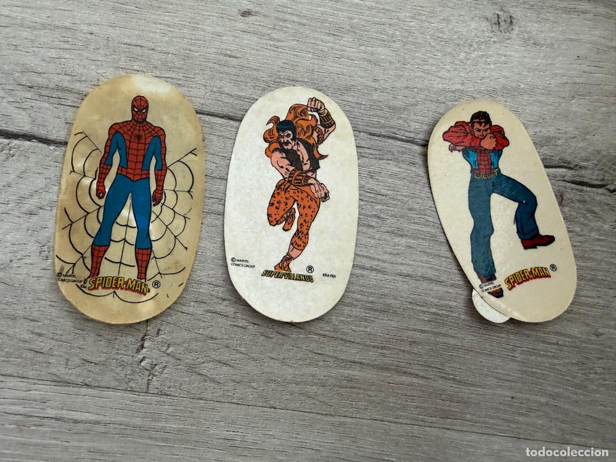 Colecionismo Cromos antigos: 2 cromos Panrico de Marvel - Spiderman y Super Villanos