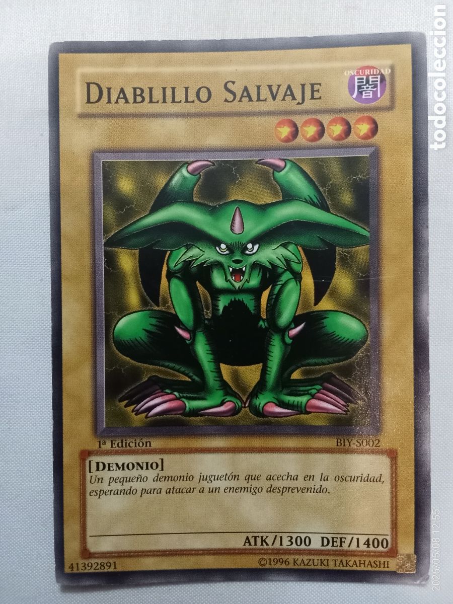 Colecionismo Cromos antigos: Carta yu-gi-oh Diablillo salvaje 1-edici&oacute;n