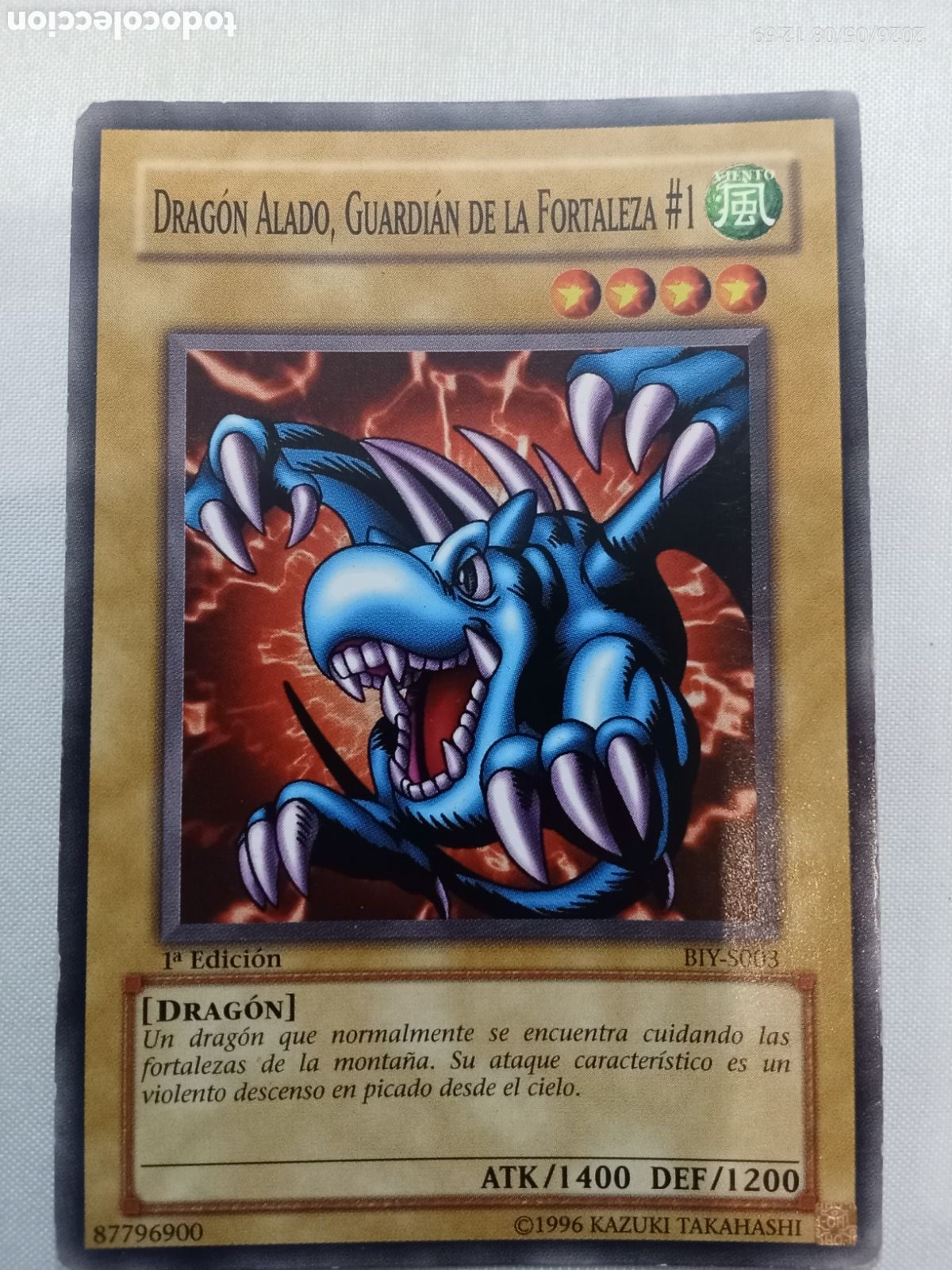 Colecionismo Cromos antigos: Carta yu-gi-oh Drag&oacute;n Alado Guardian de la fortaleza 1-edici&oacute;n