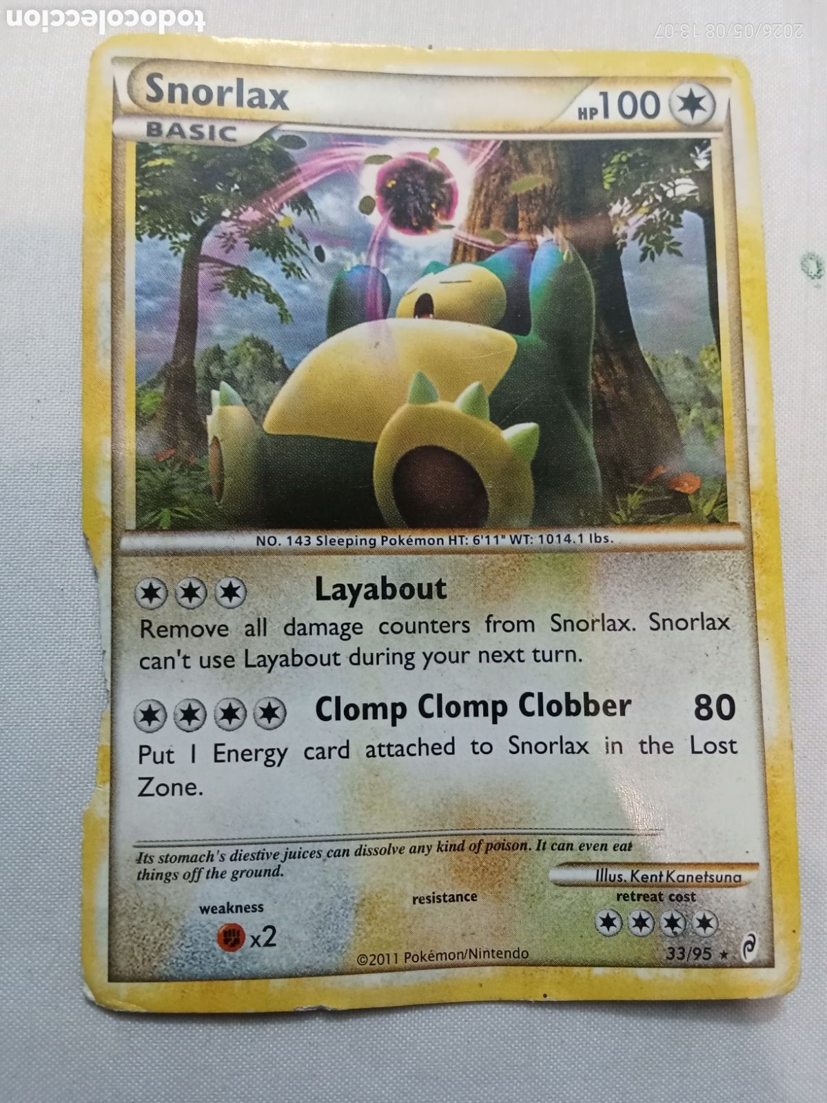 Colecionismo Cromos antigos: Carta Pokemon Snorlax