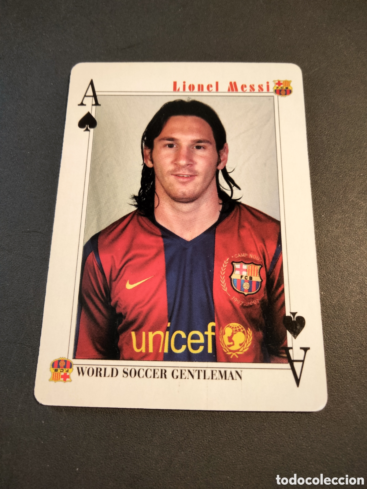 Coleccionismo Cromos antiguos: MESSI FC. BARCELONA CARTA BARAJA POKER