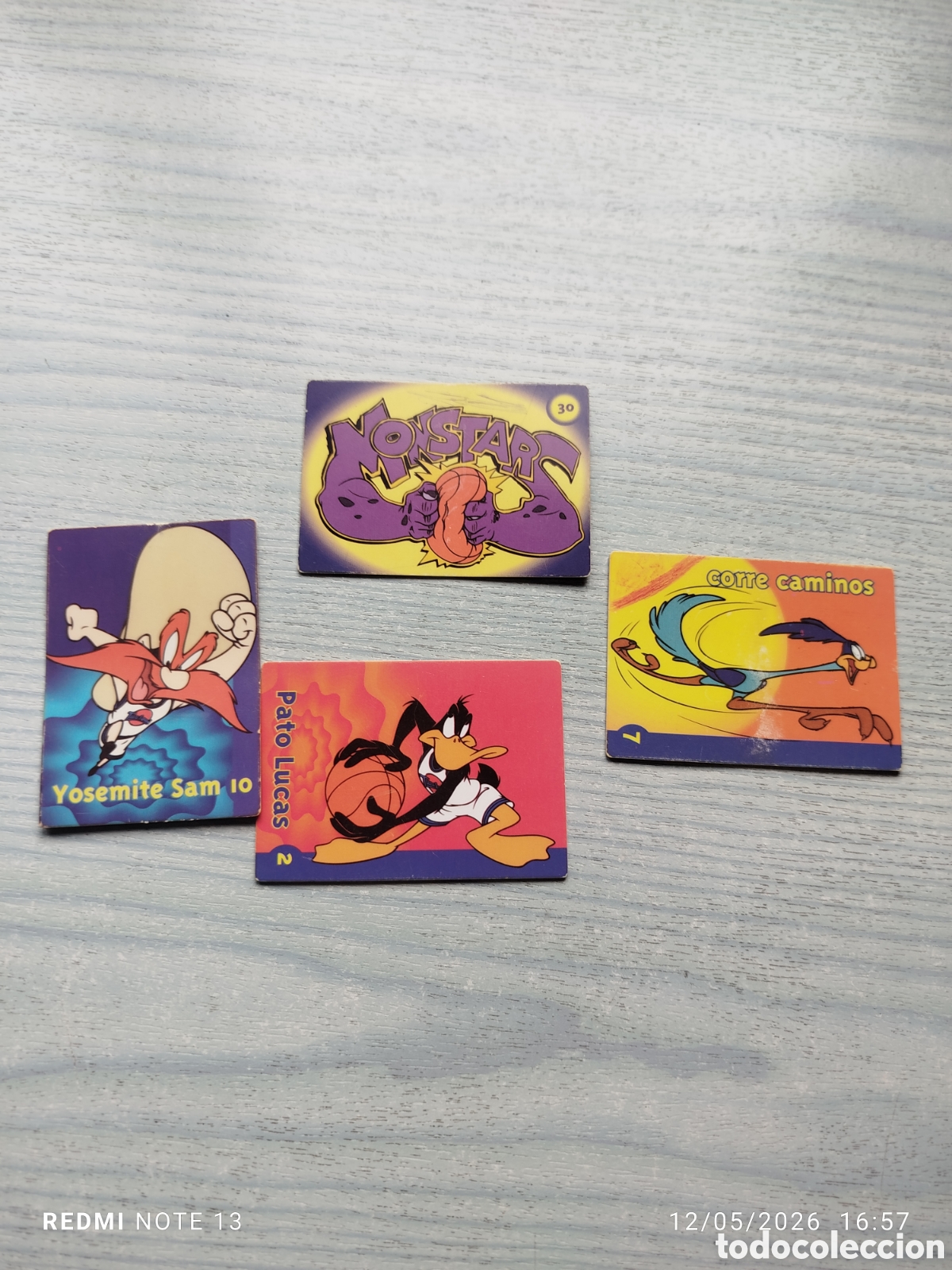 Coleccionismo Cromos antiguos: 4 tarjetas Danone space jam