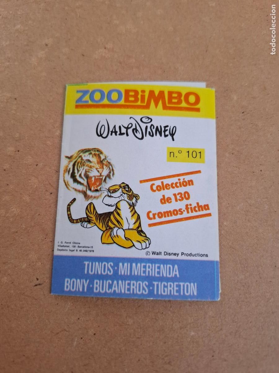Coleccionismo Cromos antiguos: ZOOBIMBO WALT DISNEY BIMBO - CROMO N&ordm; 101 ( NUNCA PEGADO ) - CPP1