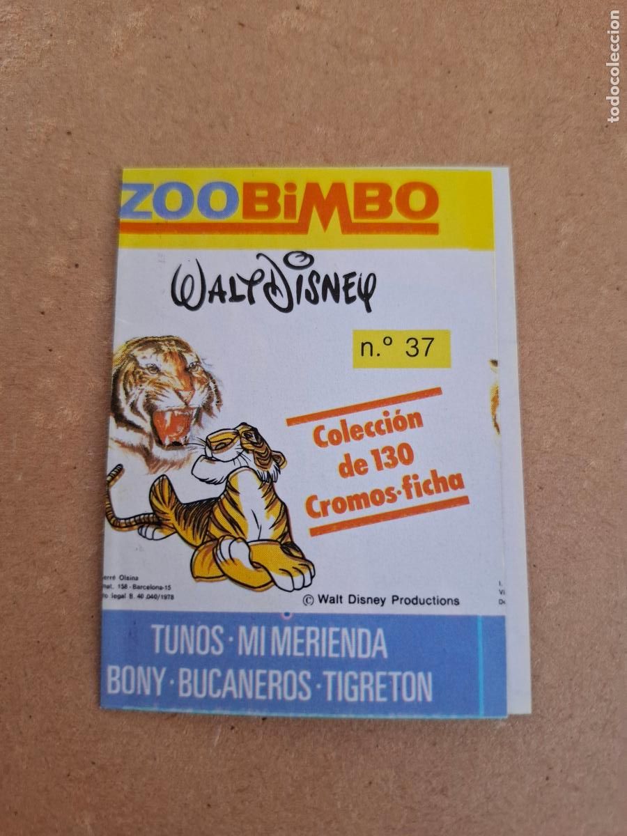 Coleccionismo Cromos antiguos: ZOOBIMBO WALT DISNEY BIMBO - CROMO N&ordm; 37 ( NUNCA PEGADO ) - CPP1