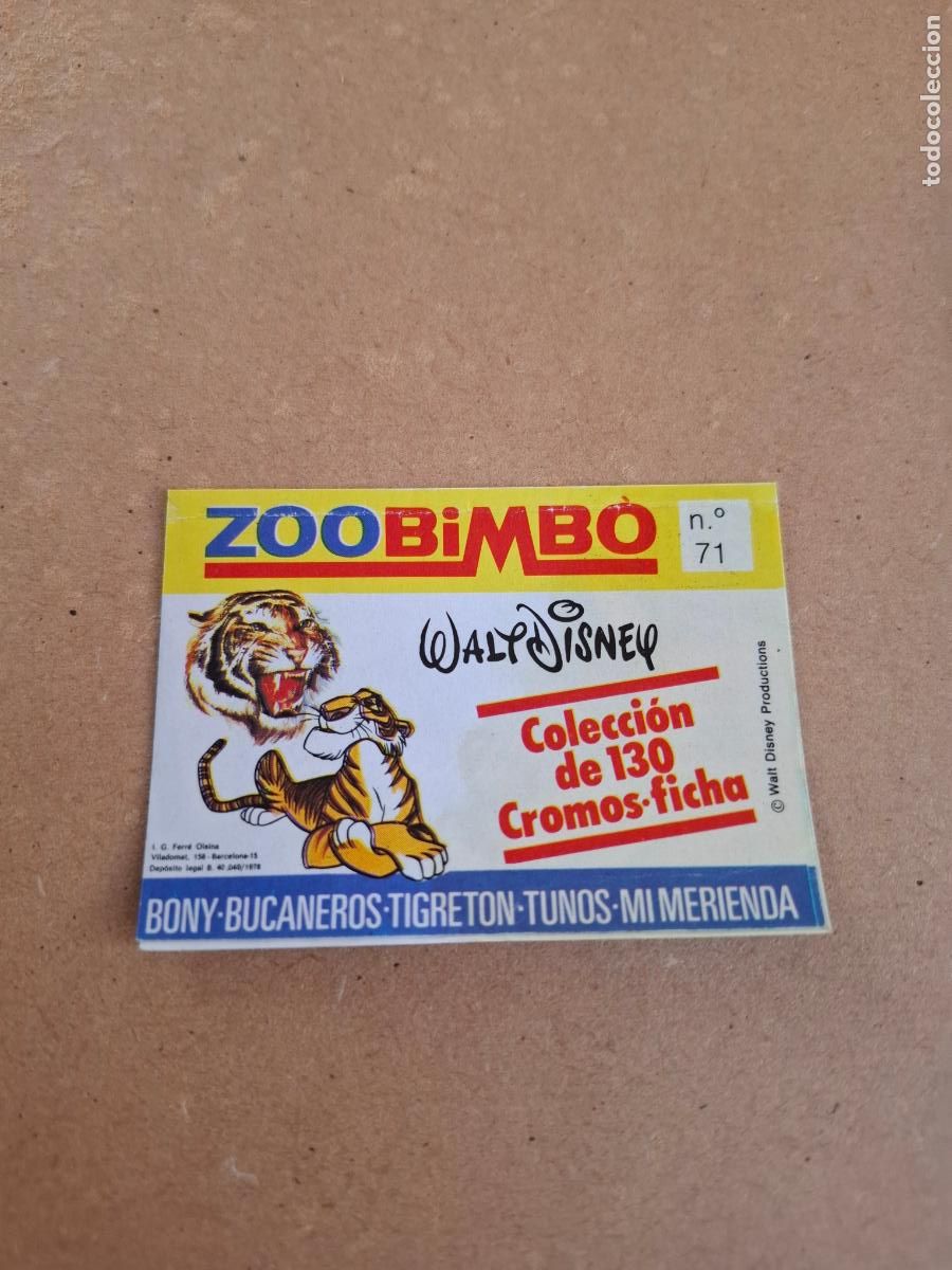 Coleccionismo Cromos antiguos: ZOOBIMBO WALT DISNEY BIMBO - CROMO N&ordm; 71 CONDOR ( NUNCA PEGADO ) - CPP1