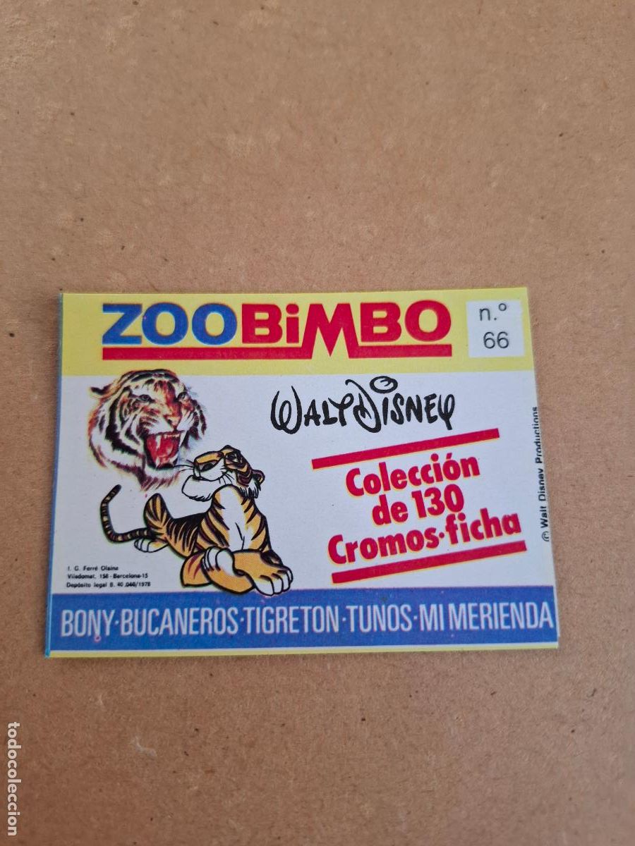 Coleccionismo Cromos antiguos: ZOOBIMBO WALT DISNEY BIMBO - CROMO N&ordm; 66 OSO GRIS ( NUNCA PEGADO ) - CPP1