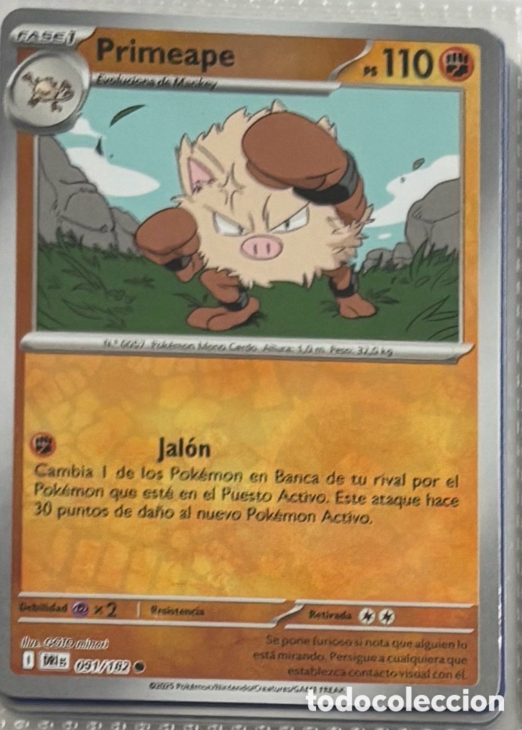 Coleccionismo Cromos antiguos: PRIMEAPE 091/182 Pokemon tcg reverse