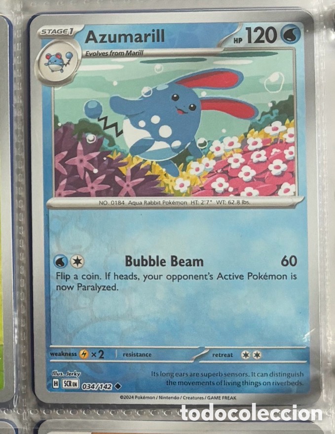 Coleccionismo Cromos antiguos: AZUMARILL 034/142 Pokemon tcg reverse