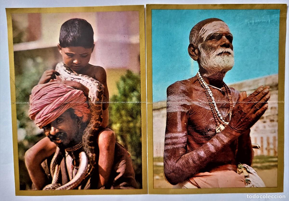 Coleccionismo Cromos antiguos: LOTE 2 CROMOS DOBLES - RAZAS- BANDERAS-ESCUDOS- EDICIONES ESTE 1971 - INDIA - DESP. ALBUM