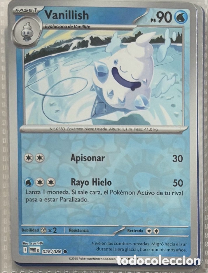 Coleccionismo Cromos antiguos: VANILLISH 028/086 Pokemon tcg reverse