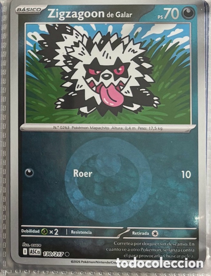 Coleccionismo Cromos antiguos: ZIGZAGOON DE GALAR 130/217 Pokemon tcg reverse