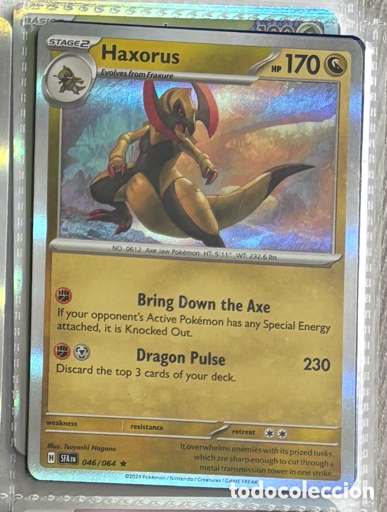 Coleccionismo Cromos antiguos: HAXORUS 046/064 Pokemon tcg holo hologr&aacute;fica