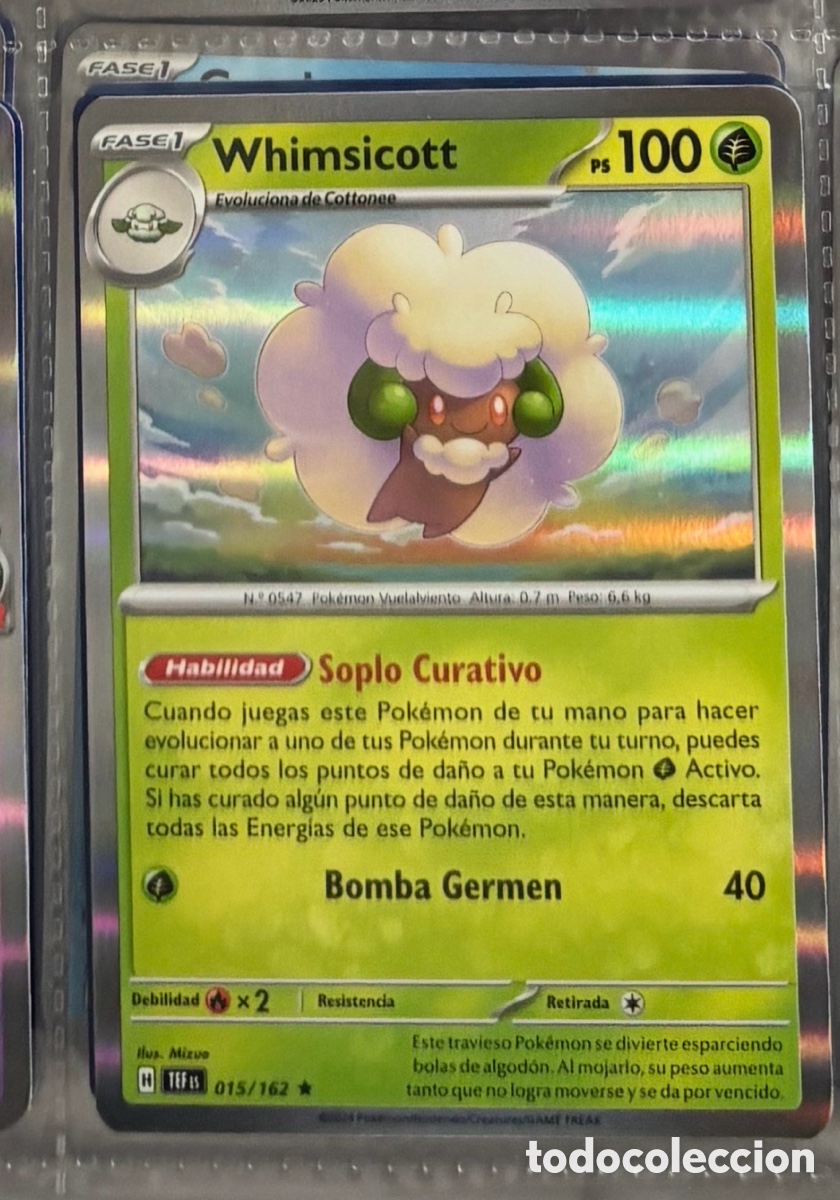 Coleccionismo Cromos antiguos: WHIMSICOTT 015/162 tcg pokemon holo hologr&aacute;fica